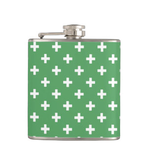 Petaca Cruces de polka blanco sobre verde