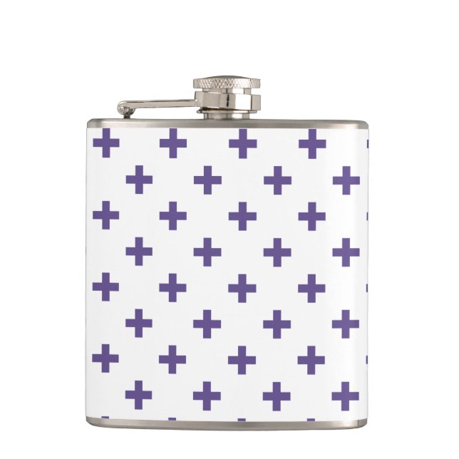 Petaca Cruces de polka ultravioleta sobre blanco (Anverso)