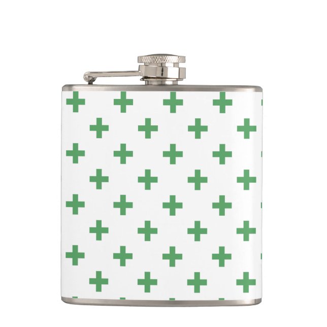 Petaca Cruces de polka verde sobre blanco (Anverso)