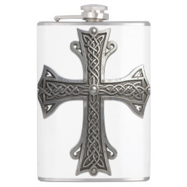 Petaca Cruz Celta de Plata Ornamentada con Intrincado Pat