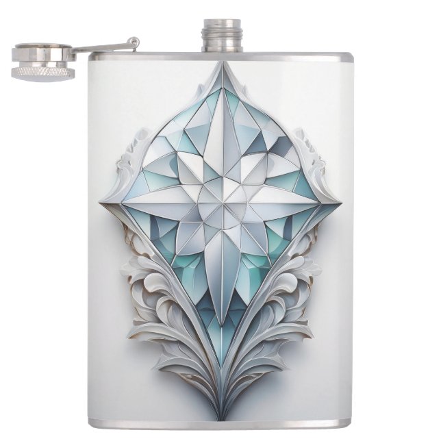 Petaca Cruz decorativa geométrica azul (Abierto)