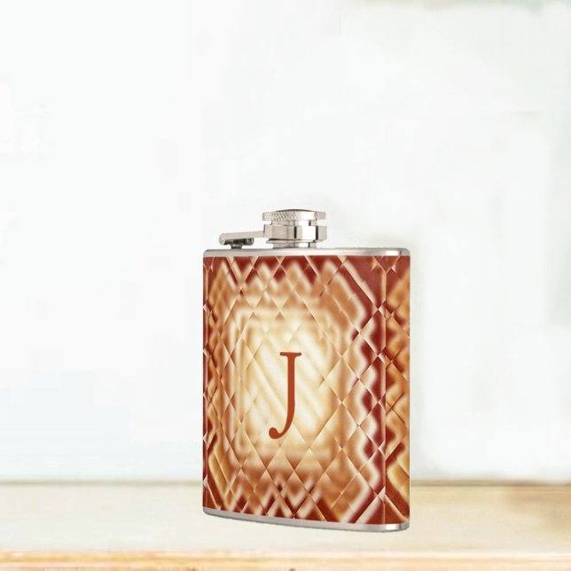 Petaca Cuadrado dimensional-Rojo-J (You have your choice of Monogram, when you choose the Dimensional Square-J Flask!)