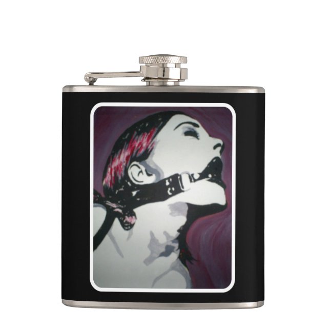 Petaca "Cuál es su fantasía" en un frasco del acero (Anverso)