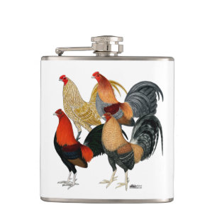 Petaca Cuatro gallos de pelea