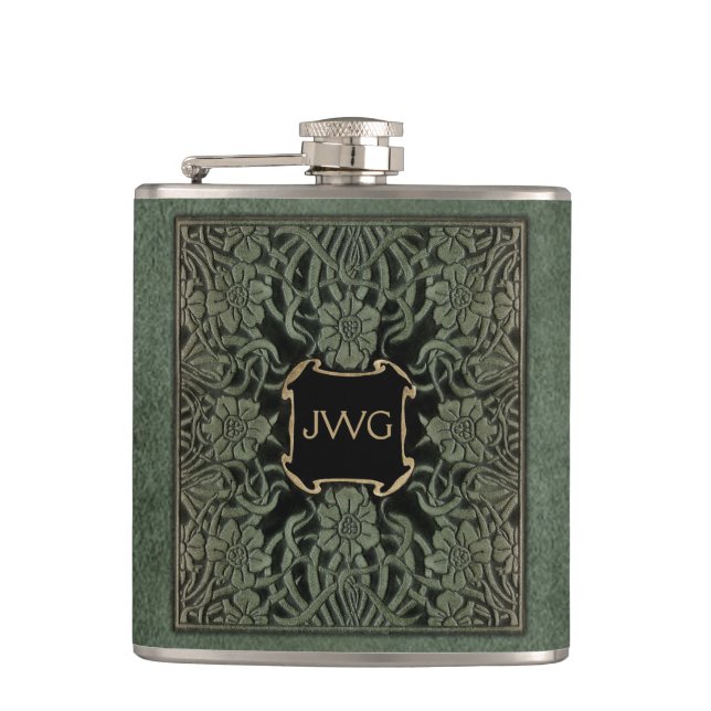 Petaca Cubierta del libro de monografías de cuero ornato  (Anverso)