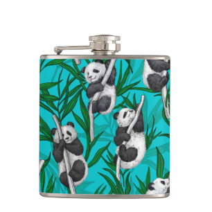 Petaca Cubos panda sobre turquesa