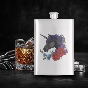 Petaca Cuerno Negro de Unicornio Jardín de Flores de Medi