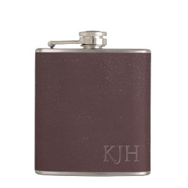 Petaca Cuero de Borgoña con el monograma