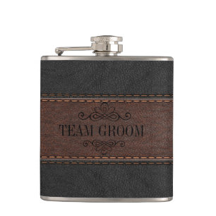 Petaca Cuero negro y marrón de Team Groom