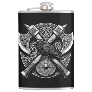 Petaca Cuervo y Hachas – Arte de muro de escudo de guerre