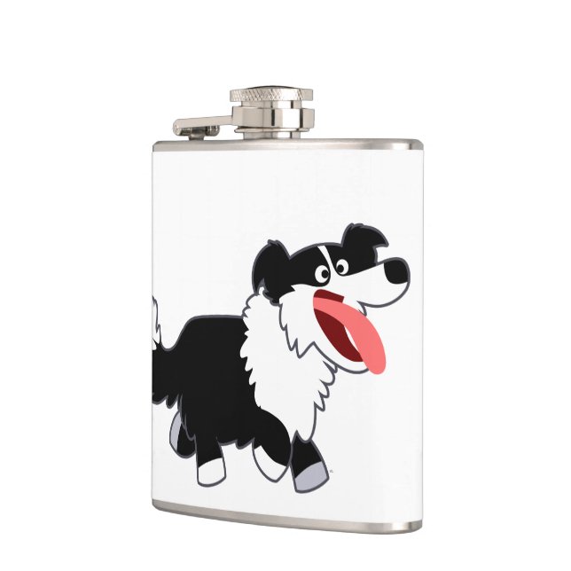 Petaca Cuidada Personalizado feliz borde collie Hip Flask (Izquierda)