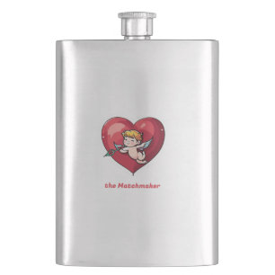 Petaca Cupido en el corazón rojo