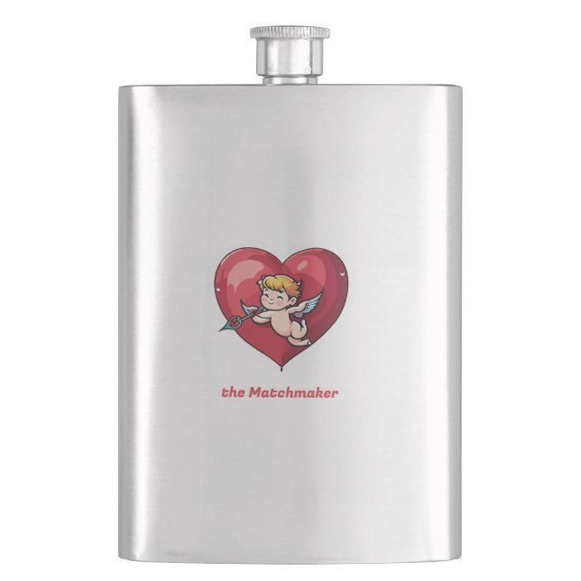 Petaca Cupido en el corazón rojo (Anverso)