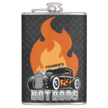 Custom NAME Retro Hot Rod Coupe Carreras llamas ca
