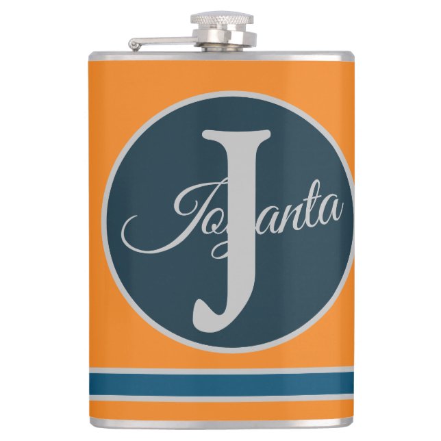 Petaca Custom  orange greay blue Monogram Elegant (Anverso)