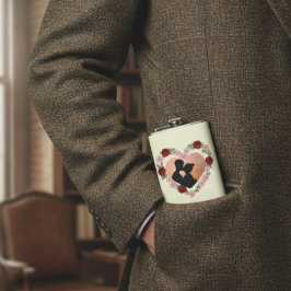 Petaca Custom Photo & Name Rose Heart Hip Flask