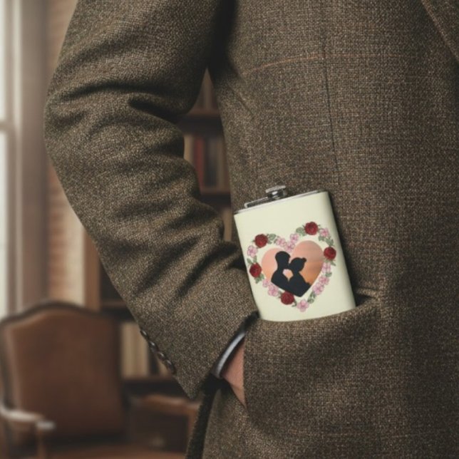 Petaca Custom Photo & Name Rose Heart Hip Flask (Subido por el creador)