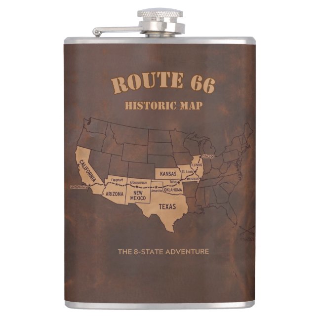 Petaca Custom Route 66 Centennial Map Travel (Anverso)