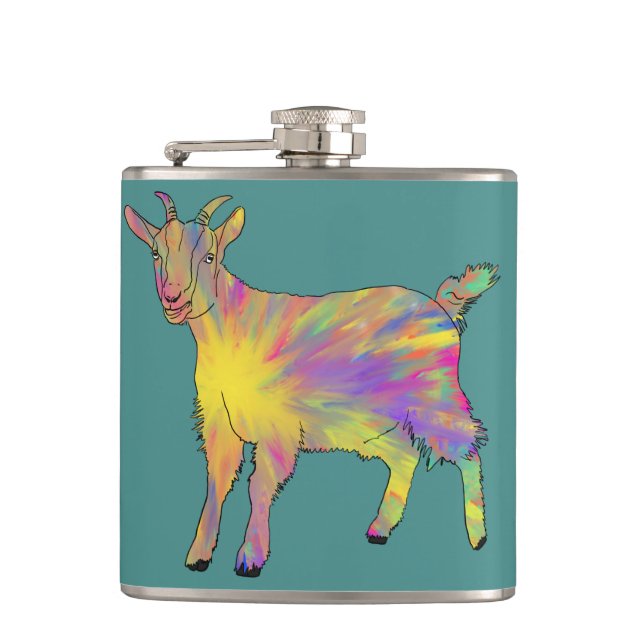 Petaca Cute Artsy Goat Colorful Funny Farm Animal Art (Anverso)