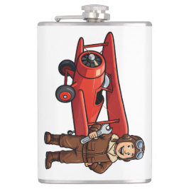 Petaca Cute Cartoon Mechanic with Red Car Illustration