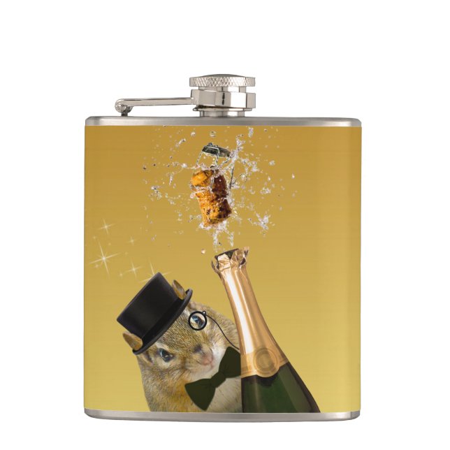 Petaca Cute Chipmunk Fiesta de Nochevieja (Anverso)