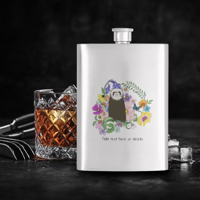 Petaca Cute Coccolate Sable Ferret Floral Verde (Subido por el creador)