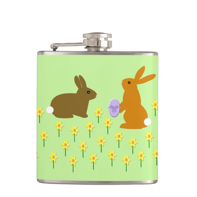 Petaca Cute conejitos de Pascua y Daffodils (Anverso)