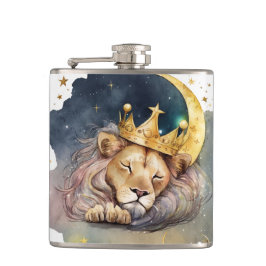 Petaca Cute  king Lion Sleeping On The Moon              