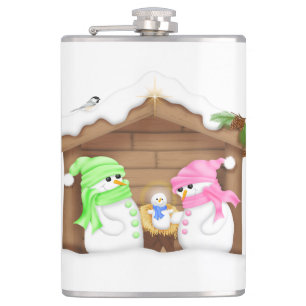 Petaca Cute Pesebre de hombre de nieve de Navidad