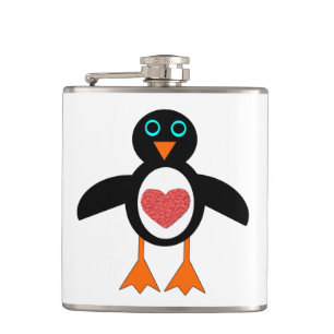 Petaca Cute Pink Love Heart Penguin Flask