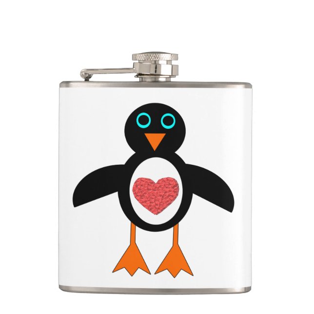 Petaca Cute Pink Love Heart Penguin Flask (Anverso)