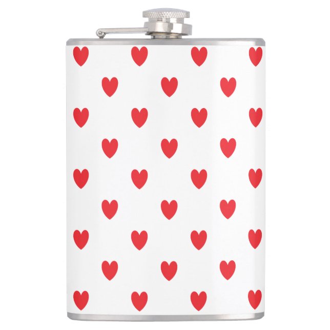 Petaca Cute Red Doodle Hearts White Classy Elegant 2022 (Anverso)