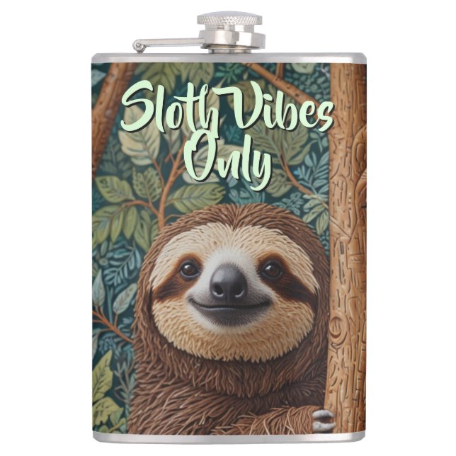 Petaca Cute vibraciones retro boho de perezoso solamente (Anverso)