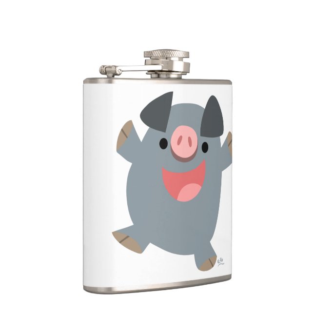 Petaca Cuto Personalizado Bouncy Cerdo Hip Flask (Derecha)