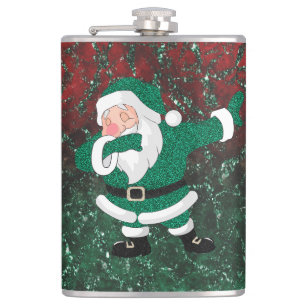 Petaca Dabbing Green Santa Claus   Humor divertido de vac