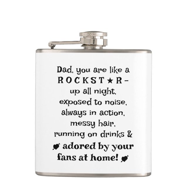 Petaca Dad Rockstar 6oz Flask, Birthday Gift From Baby,   (Anverso)
