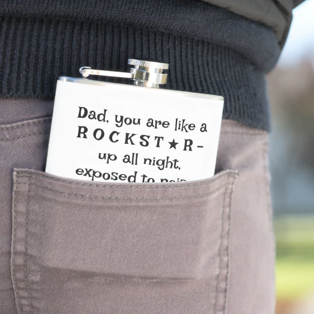 Petaca Dad Rockstar 8oz Flask, Birthday Gift From Kids,   (In Situ)