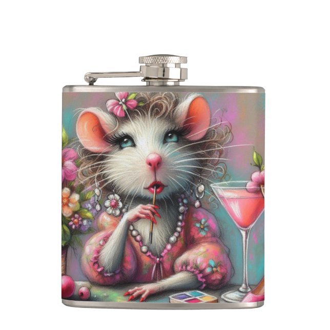 Petaca Dama de bonito teniendo un Martini Contemplando (Anverso)