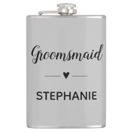 Petaca Dama de honor de boda gris y negro personalizada