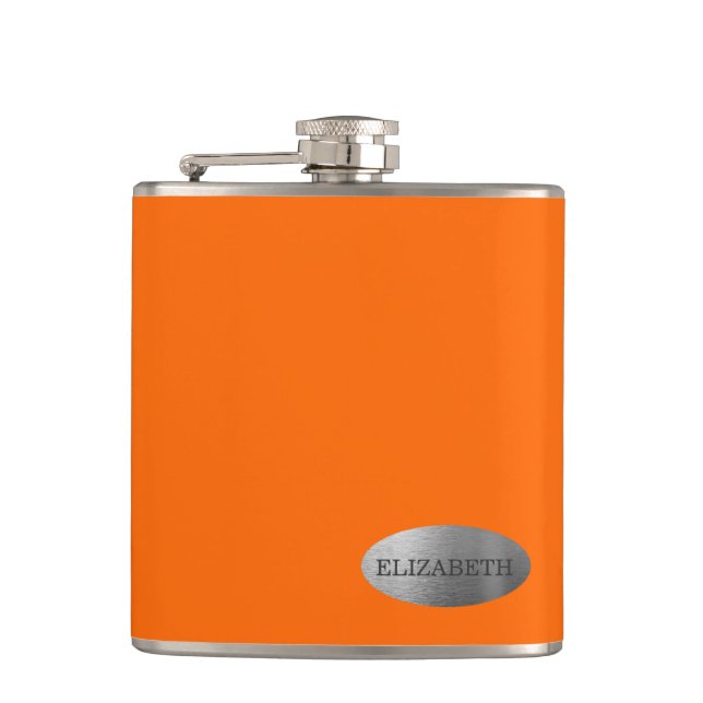 Petaca Dama de honor personalizada naranja de neón (Anverso)