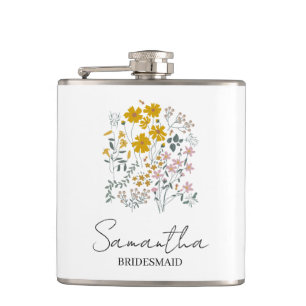 Petaca Damas de Honor Personalizadas Flor Mujeres Boda