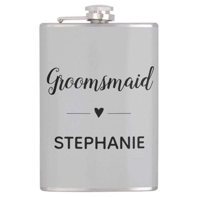 Petaca Damas de Honor Personalizadas Gris y Negro para Bo (Anverso)