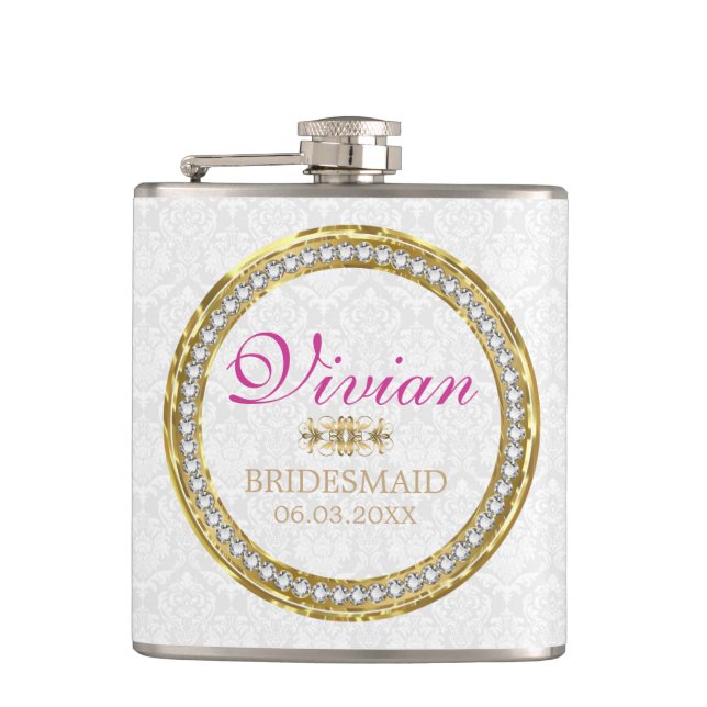 Petaca Damasco Blanco Y Diamantes (Anverso)