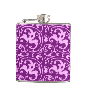 Petaca Damasco con flores de Ikat - Orquídea y Púrpura