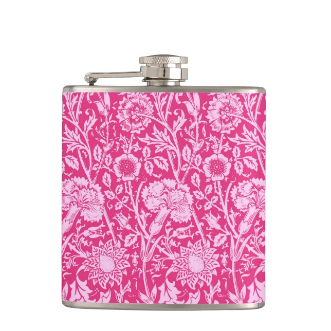 Petaca Damasco del clavel de Nouveau del arte, rosa del (Anverso)