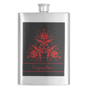 Petaca Damasco Rojo Romántico y Elegante