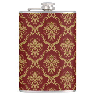 Petaca Damasco rojo y dorado