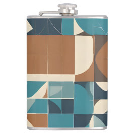 Petaca Dark Blue, Teal, Brown, and Tan Geometric Pattern