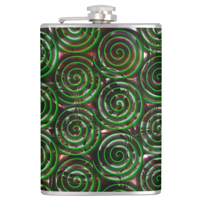 Petaca Dark green spirals transparent upon stained image (Anverso)