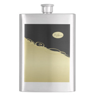 Petaca Decoración de oro de lujo en oro y negro, Monogram